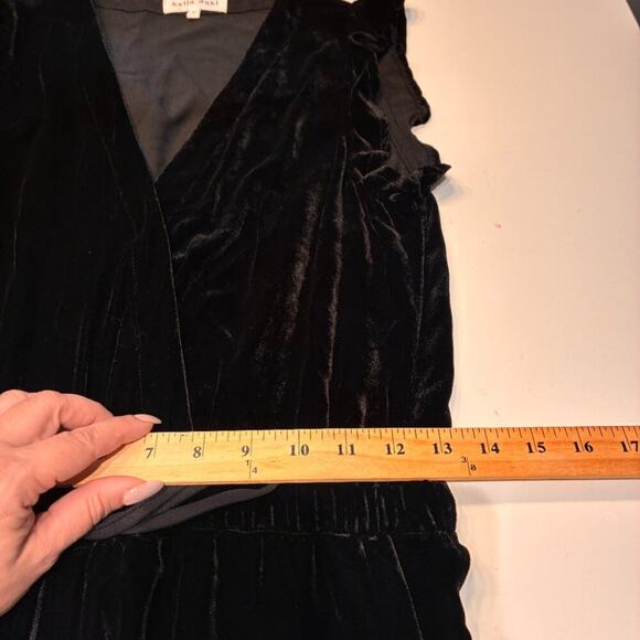 Bella Dahl Black Velvet Flutter Sleeve Wide Leg Jumpsuit Sz Small - Picture 12 of 13